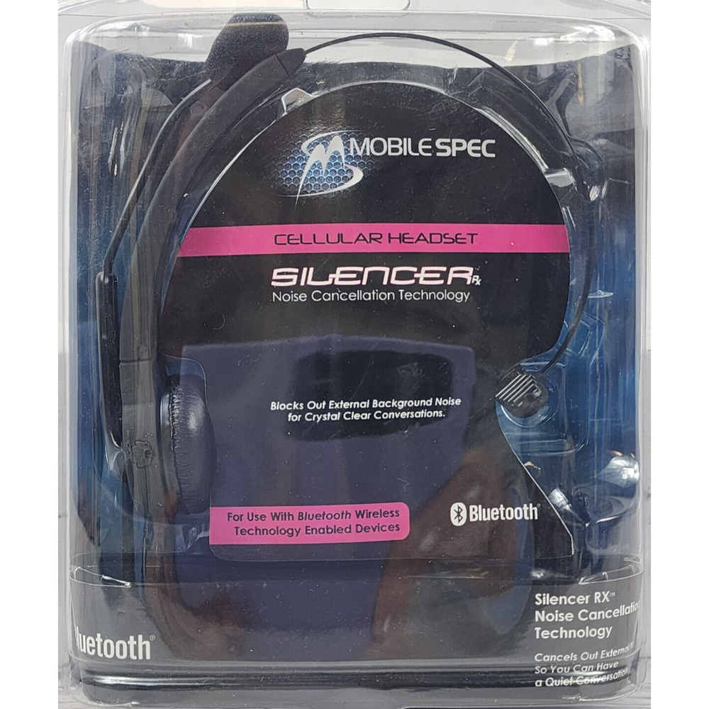 Headset, Bluetooth, by Mobilespec, Silencer Rx, Noise Canceling Technology, NIB